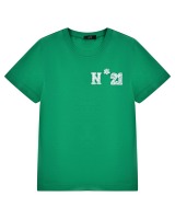 Футболка с лого на груди и на спине, зеленая No. 21