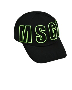 Бейсболка с зеленым лого, черная MSGM
