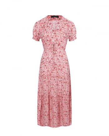 Розовое платье с мелким цветочным принтом Pietro Brunelli