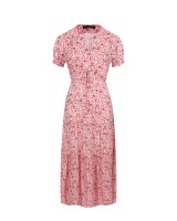 Розовое платье с мелким цветочным принтом Pietro Brunelli
