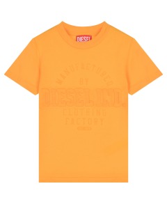 Оранжевая футболка с лого в тон Diesel