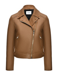 Куртка из натуральной кожи "косуха", коричневая Yves Salomon