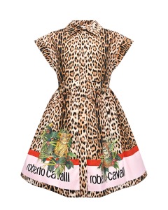Леопардовое платье с лого Roberto Cavalli