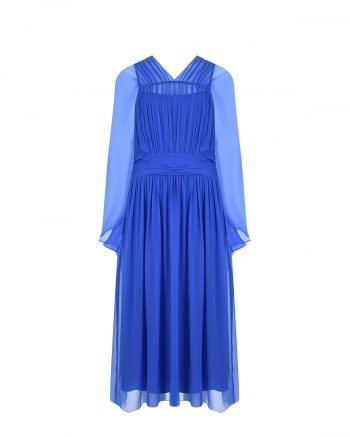Синее шелковое платье с драпировкой Alberta Ferretti