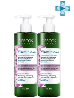 Vichy Комплект Vitamin Шампунь для блеска волос Dercos Nutrients, 2 шт. по 250 мл (Vichy, Dercos Nutrients)