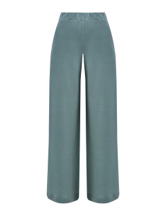 Льняные брюки-палаццо с эластичным поясом и карманами
