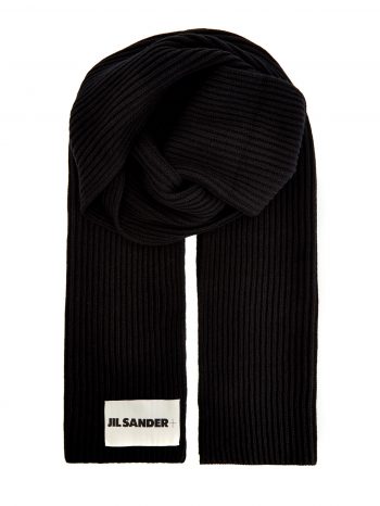 Объемный шарф из шерсти с контрастной нашивкой